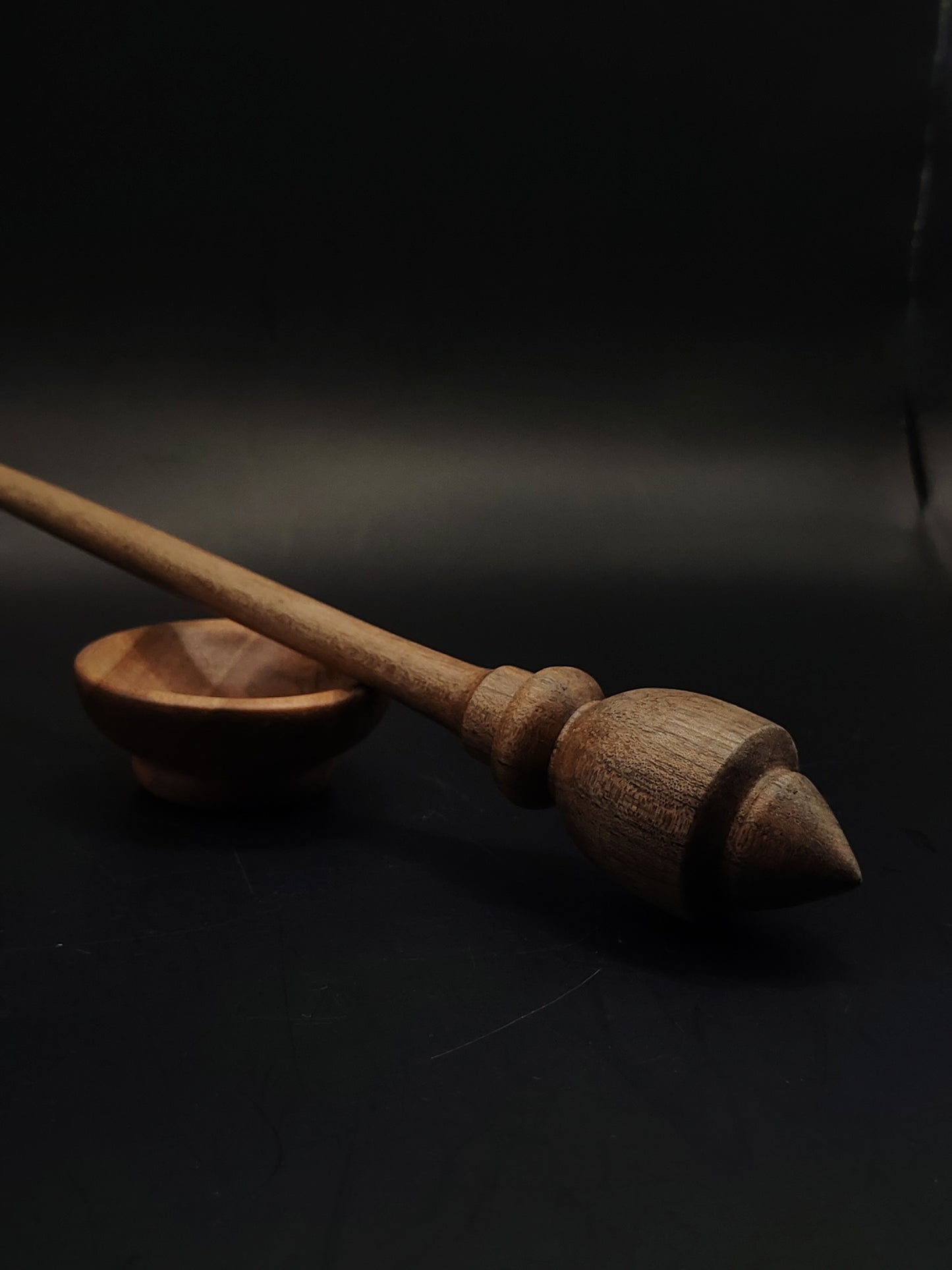 Support Spindle Set 21g Yarn Spinning Tool Walnut Wood Spindle with Walnut Bowl