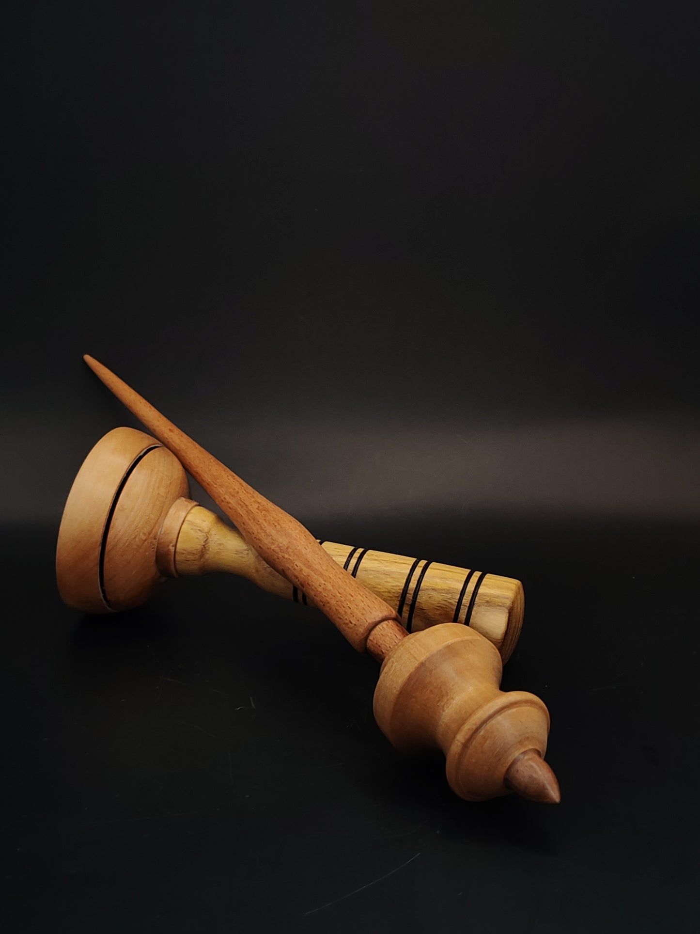 Support Spindle Set 27g Yarn Spinning Tool Beech Shaft Pear Whorl Walnut Tip