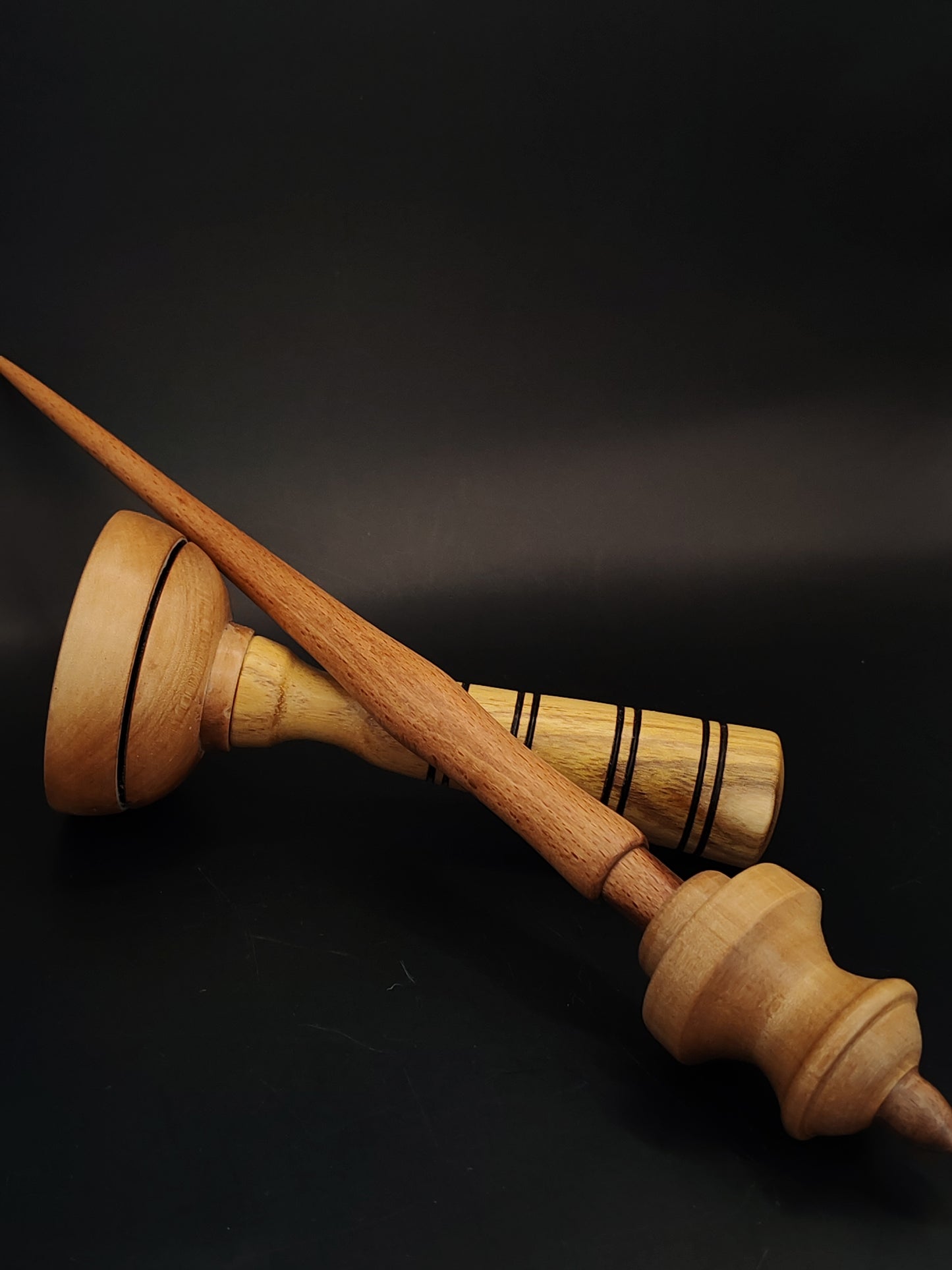 Support Spindle Set 27g Yarn Spinning Tool Beech Shaft Pear Whorl Walnut Tip