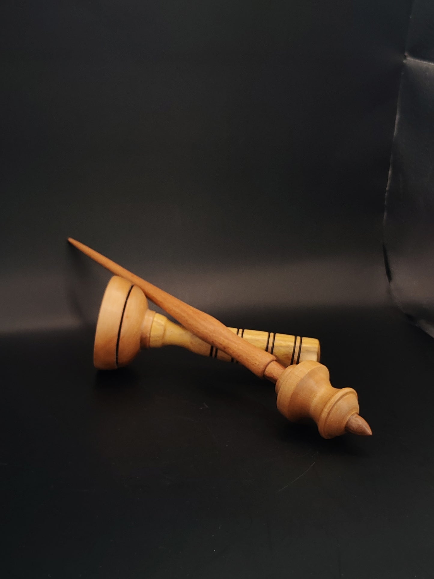 Support Spindle Set 27g Yarn Spinning Tool Beech Shaft Pear Whorl Walnut Tip