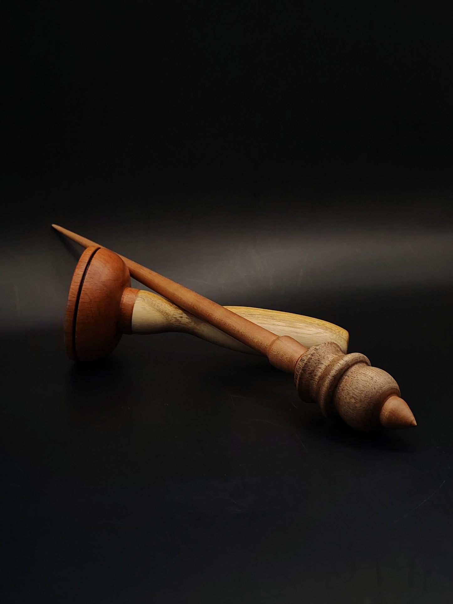 Support Spindle Set 23g Yarn Spinning Tool Plum Shaft Walnut Whorl Wooden Bowl