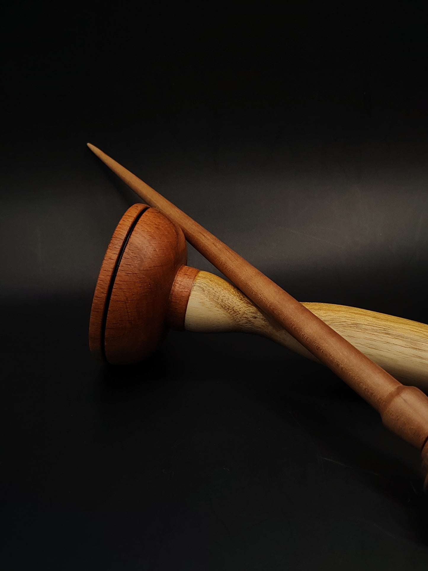 Support Spindle Set 23g Yarn Spinning Tool Plum Shaft Walnut Whorl Wooden Bowl