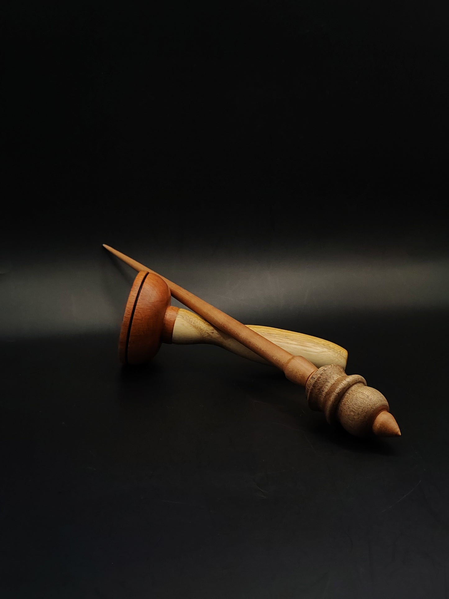 Support Spindle Set 23g Yarn Spinning Tool Plum Shaft Walnut Whorl Wooden Bowl