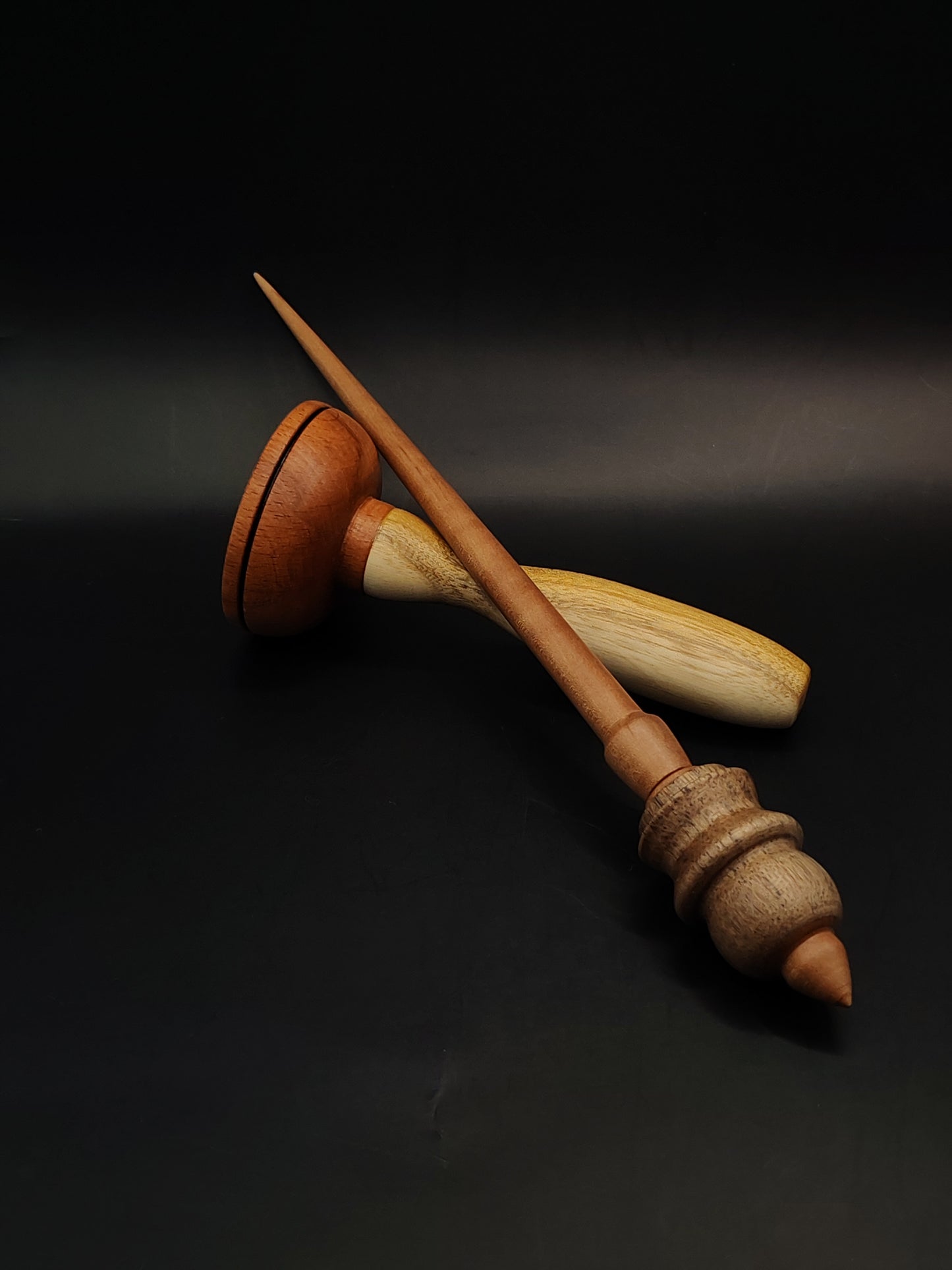 Support Spindle Set 23g Yarn Spinning Tool Plum Shaft Walnut Whorl Wooden Bowl