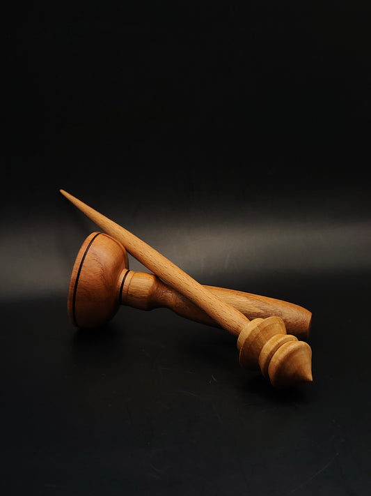 Support Spindle Set 18g Yarn Spinning Tool Beech Shaft Pear Whorl Beech Bowl