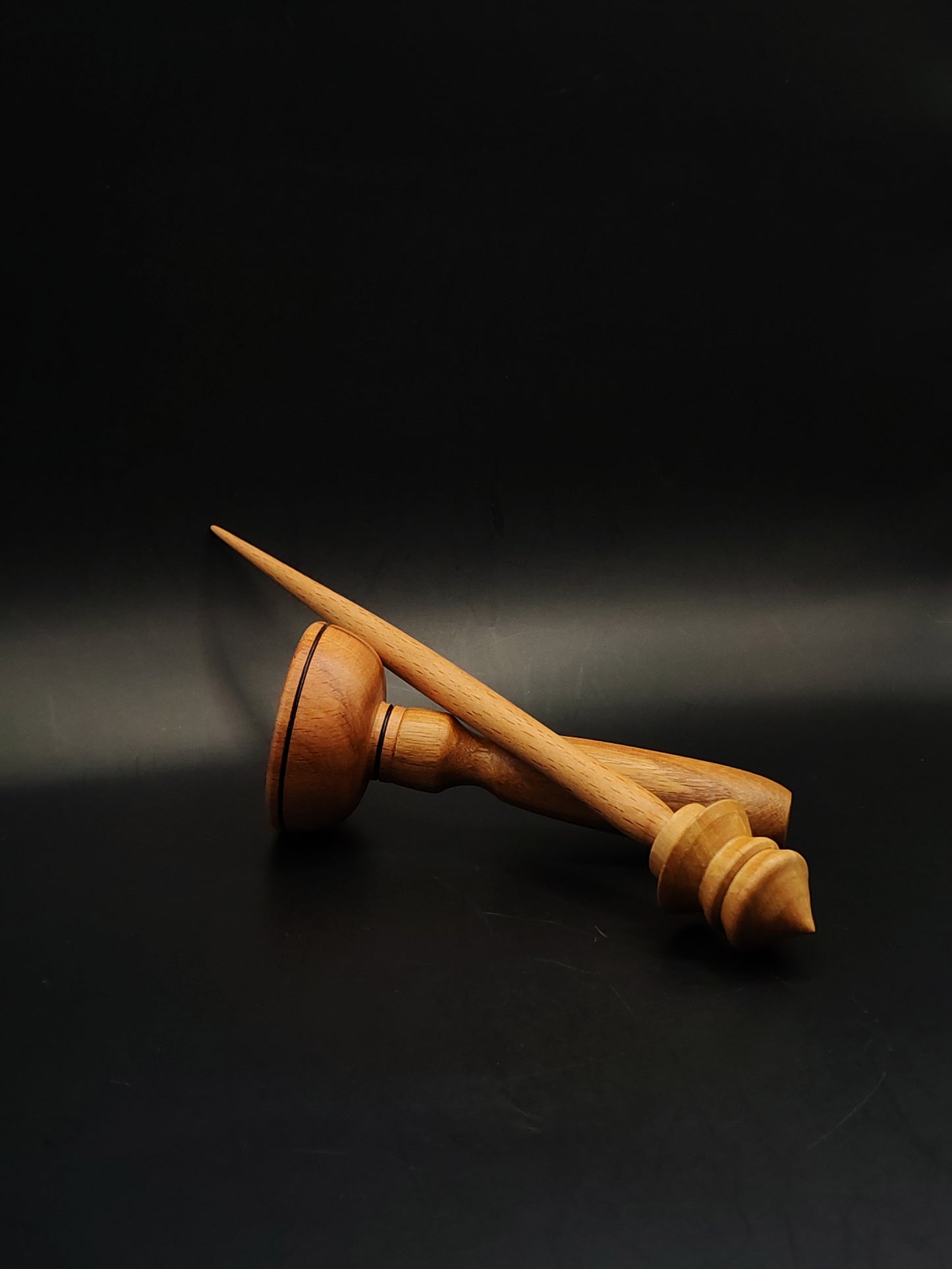 Support Spindle Set 18g Yarn Spinning Tool Beech Shaft Pear Whorl Beech Bowl