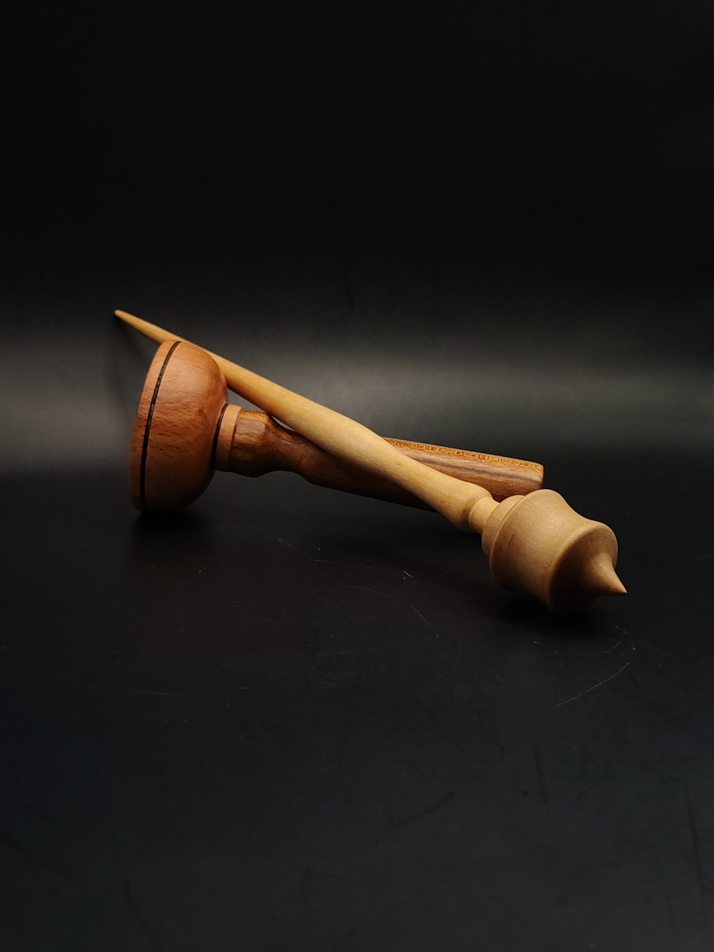 Support Spindle Set 22g Yarn Spinning Tool Ash Shaft Pear Whorl Wooden Bowl