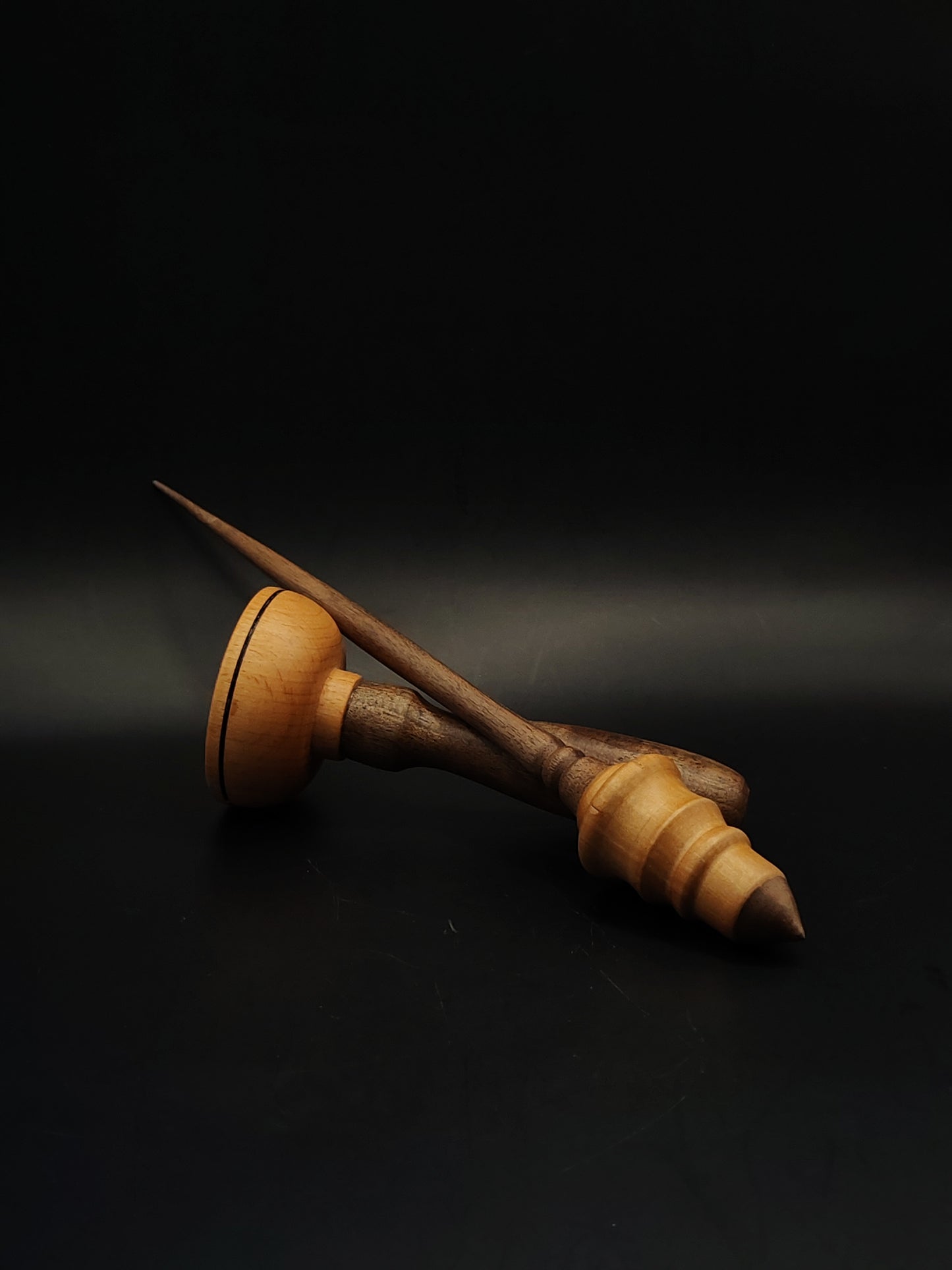 Support Spindle Set 26g Yarn Spinning Tool Walnut Shaft Pear Whorl Wooden Bowl