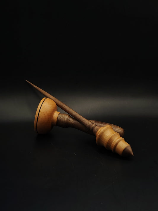 Support Spindle Set 26g Yarn Spinning Tool Walnut Shaft Pear Whorl Wooden Bowl