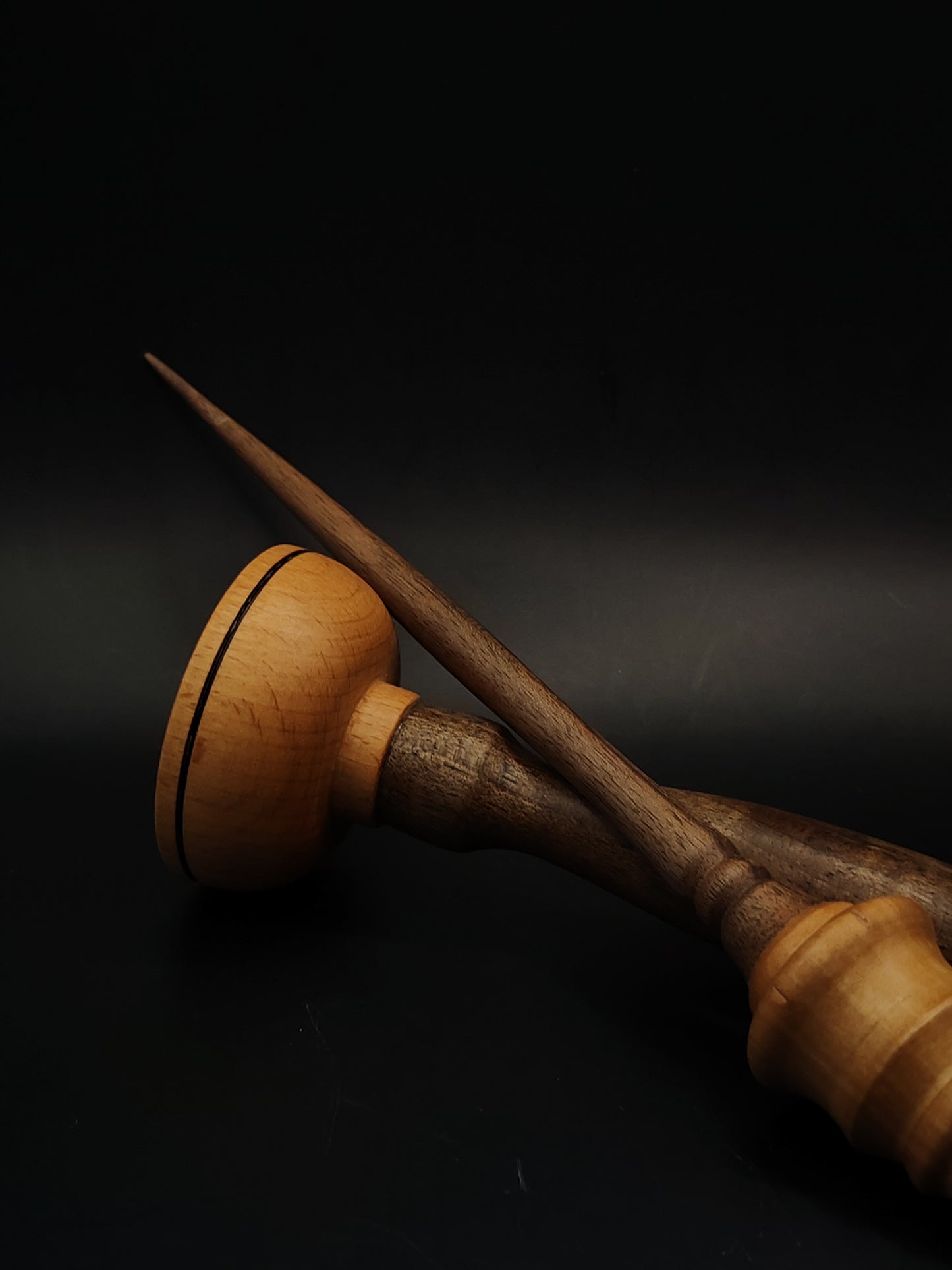 Support Spindle Set 26g Yarn Spinning Tool Walnut Shaft Pear Whorl Wooden Bowl