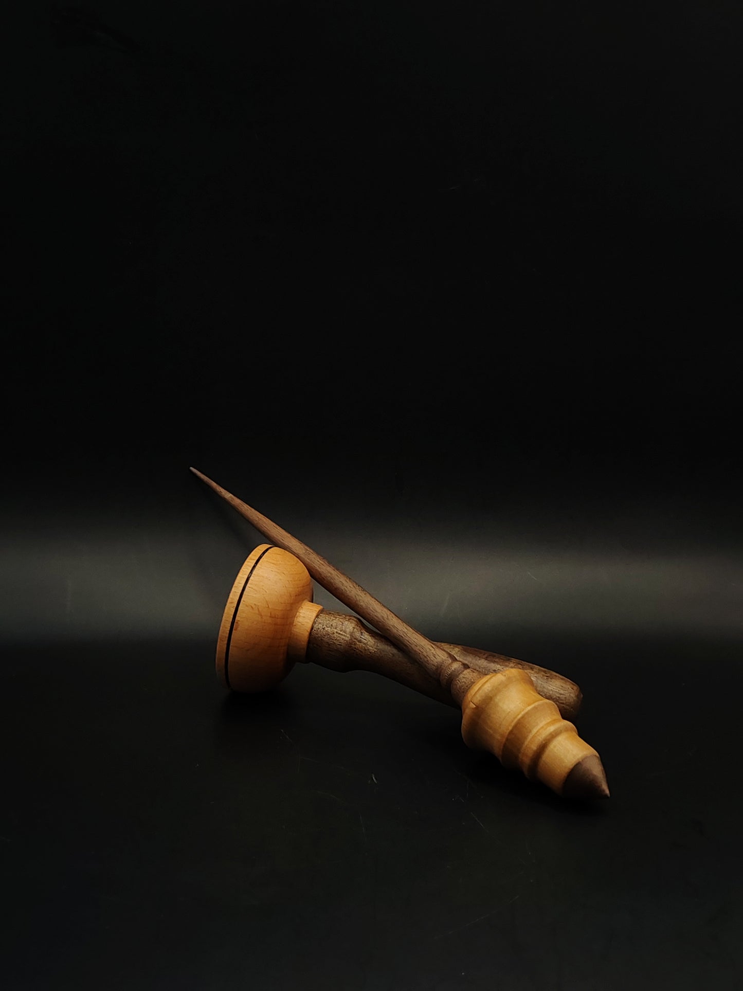 Support Spindle Set 26g Yarn Spinning Tool Walnut Shaft Pear Whorl Wooden Bowl