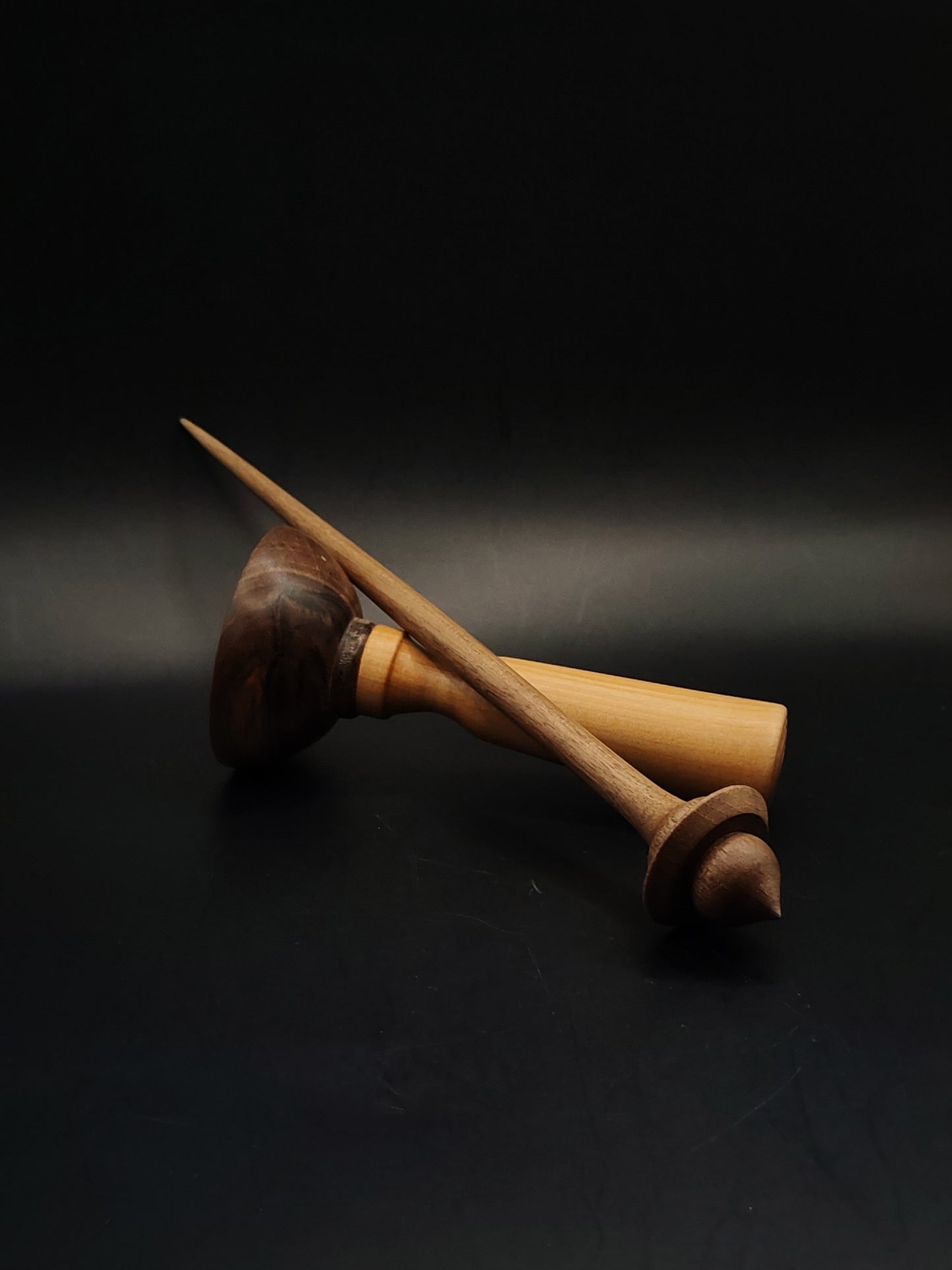 Support Spindle Set 12g Walnut Yarn Spinning Tool with Pear Walnut Bowl