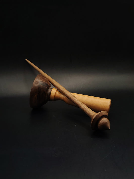 Support Spindle Set 12g Walnut Yarn Spinning Tool with Pear Walnut Bowl