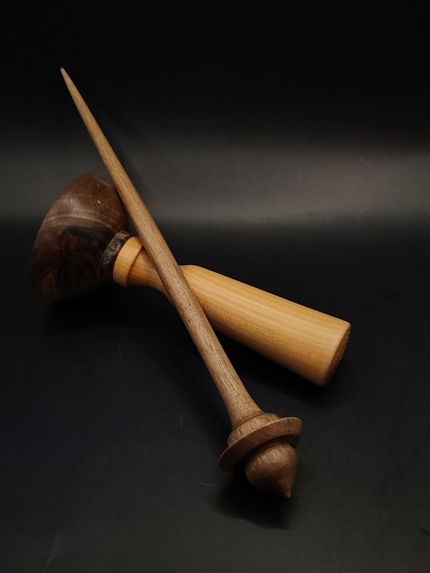 Support Spindle Set 12g Walnut Yarn Spinning Tool with Pear Walnut Bowl