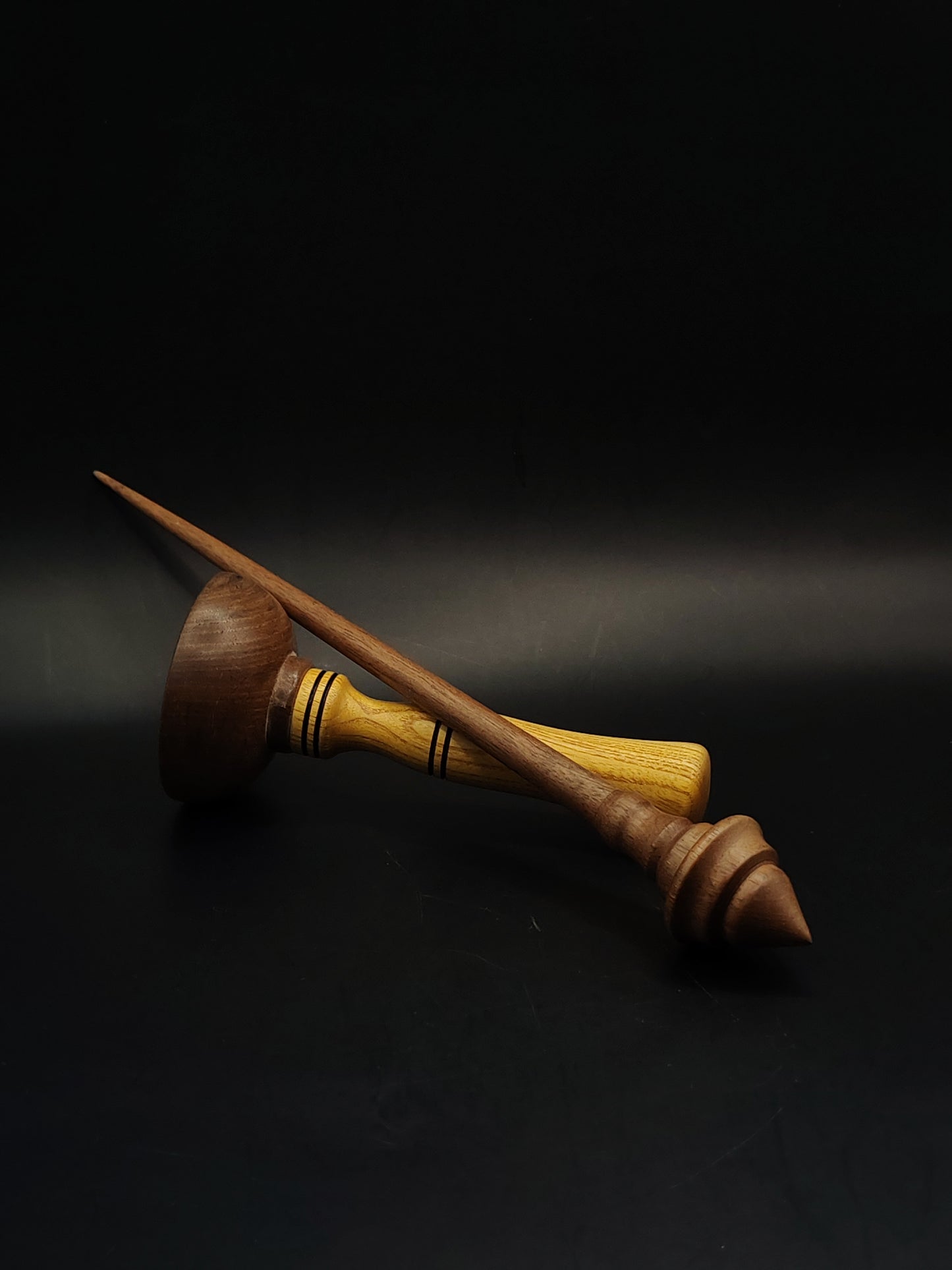 Support Spindle Set 15g Walnut Yarn Spinning Tool with Mulberry Walnut Lap Bowl