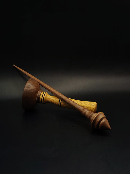 Support Spindle Set 15g Walnut Yarn Spinning Tool with Mulberry Walnut Lap Bowl