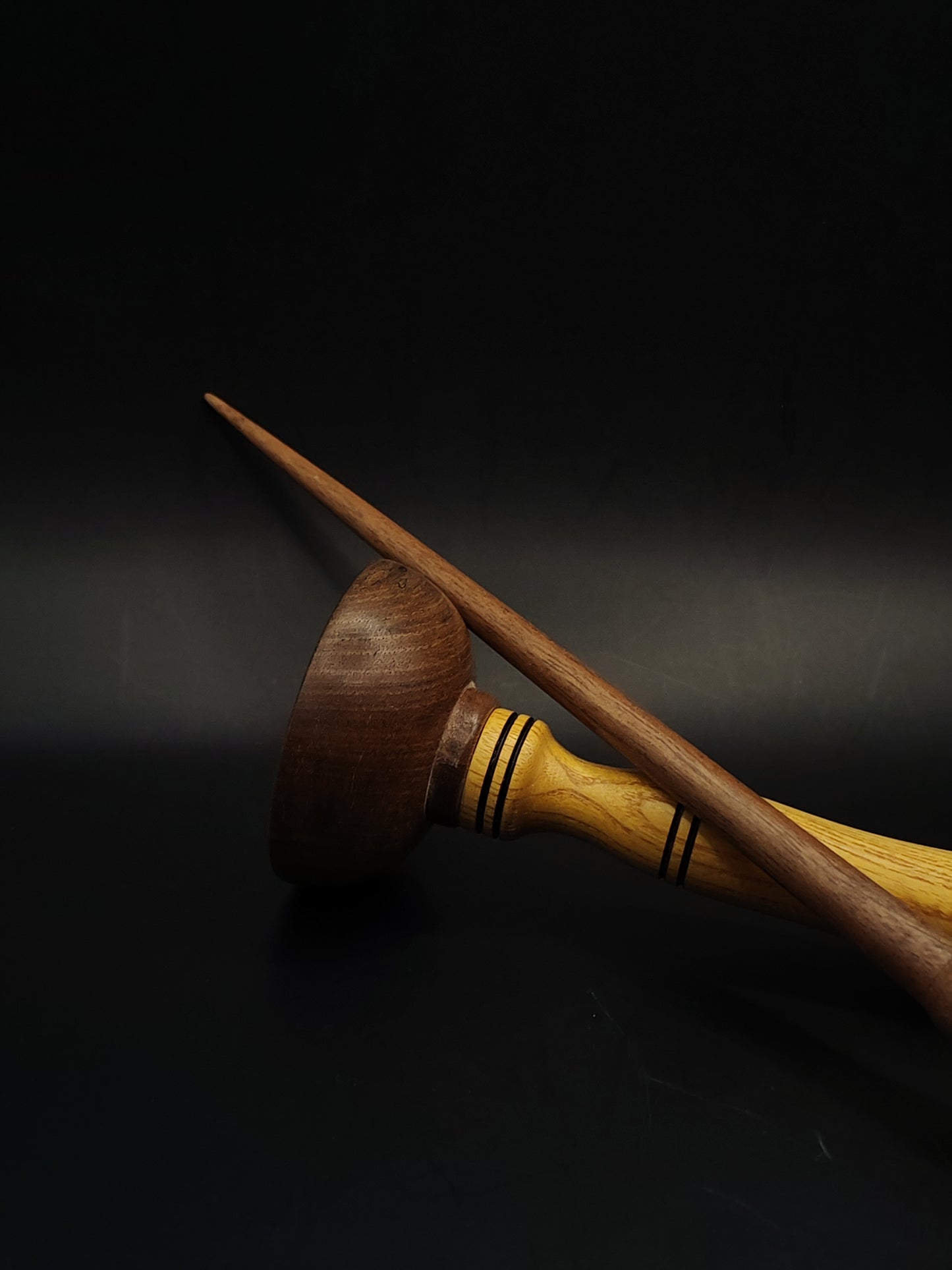 Support Spindle Set 15g Walnut Yarn Spinning Tool with Mulberry Walnut Lap Bowl