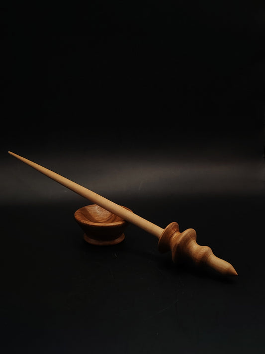 Support Spindle Set 15g Yarn Spinning Tool Pear Shaft Beech Whorl Chestnut Bowl