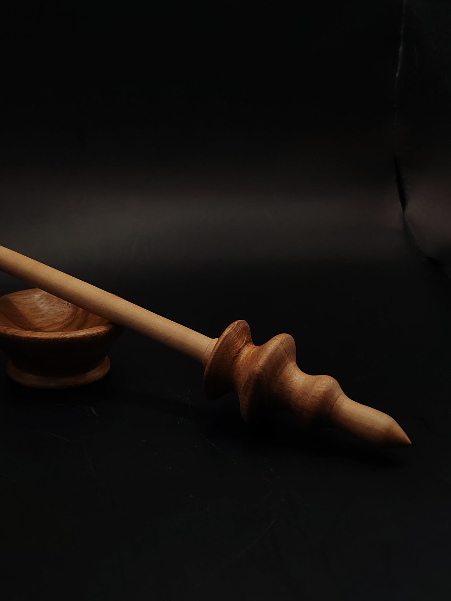 Support Spindle Set 15g Yarn Spinning Tool Pear Shaft Beech Whorl Chestnut Bowl
