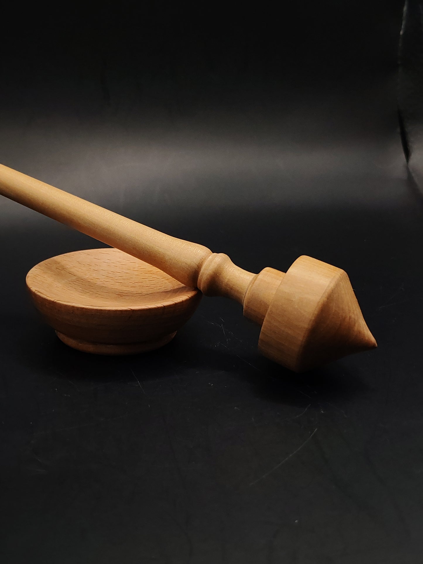 Support Spindle Set 23g Yarn Spinning Tool Sycamore Wood with Beech Bowl