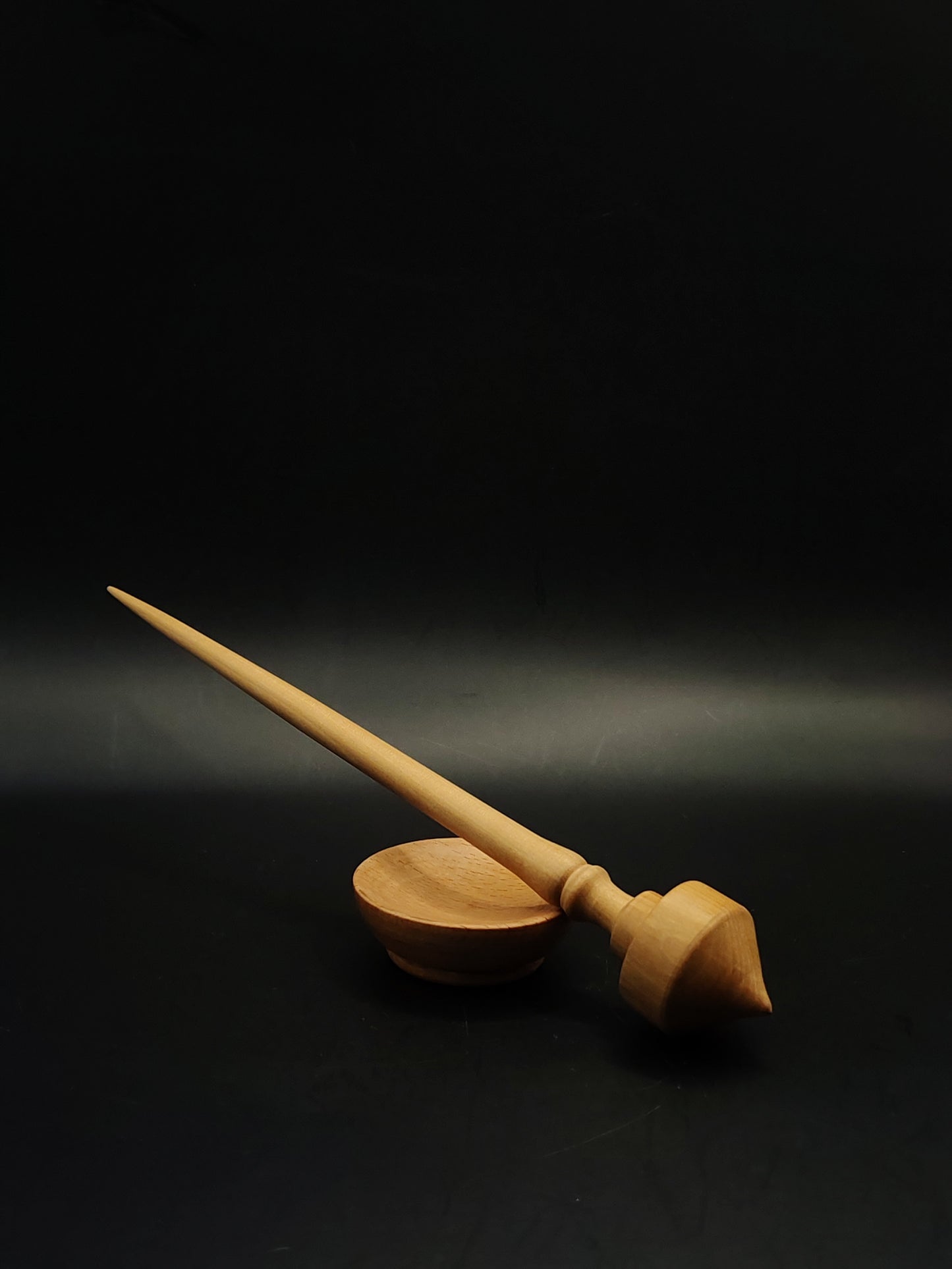 Support Spindle Set 23g Yarn Spinning Tool Sycamore Wood with Beech Bowl