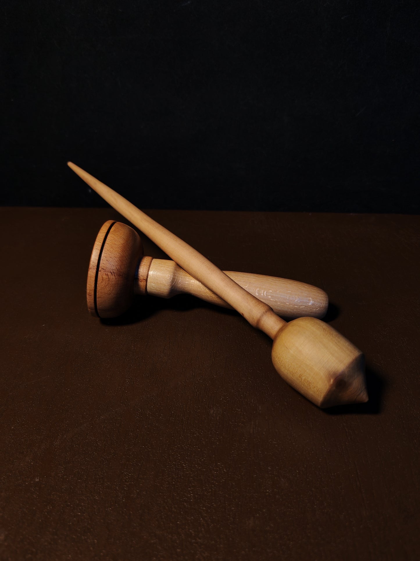 Support Spindle Set 31g Pear Yarn Spinning Tool with Beech Lap Bowl