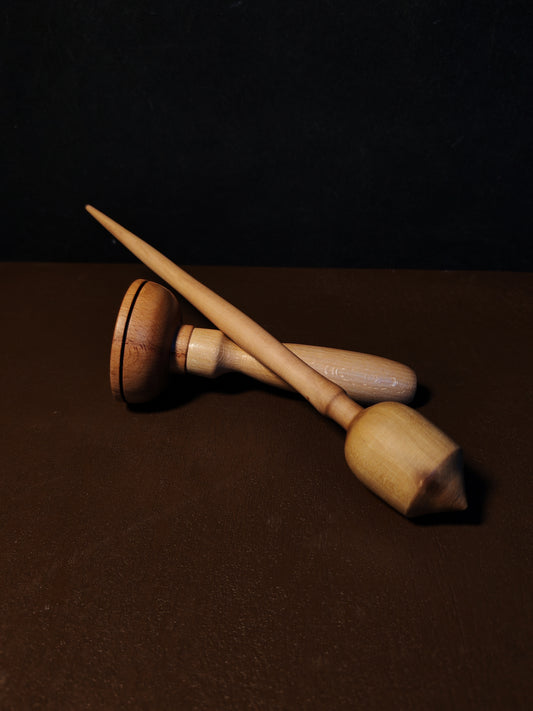 Support Spindle Set 31g Pear Yarn Spinning Tool with Beech Lap Bowl