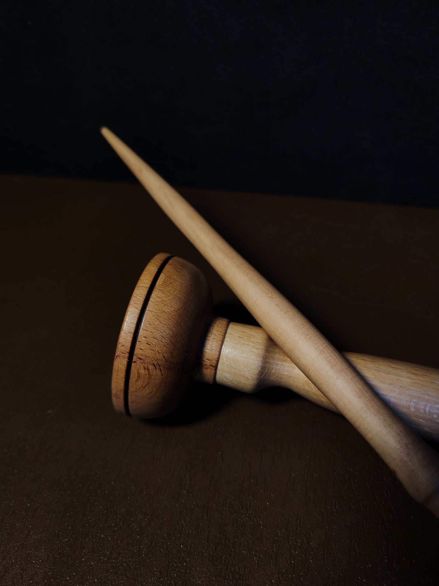 Support Spindle Set 31g Pear Yarn Spinning Tool with Beech Lap Bowl