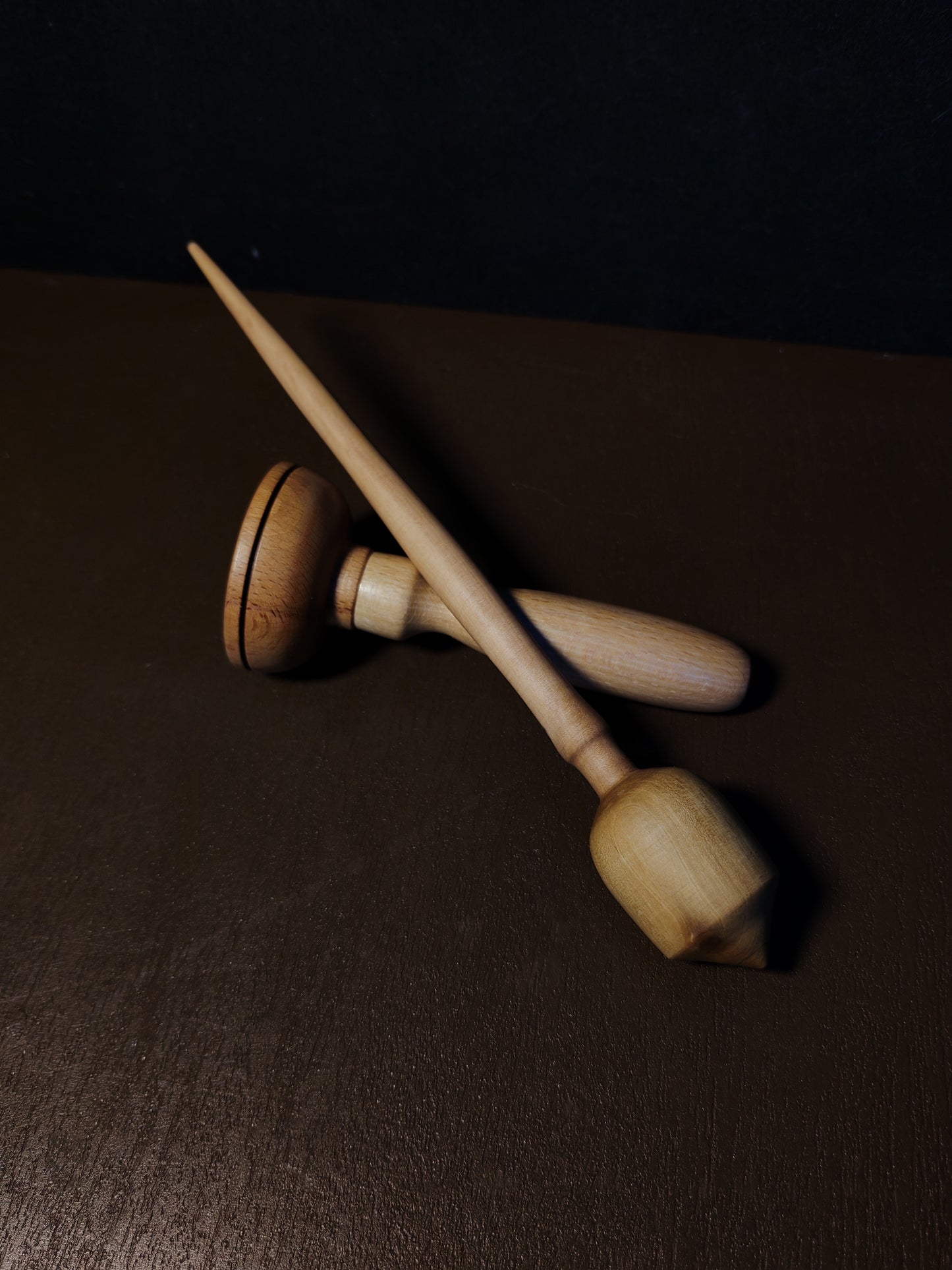 Support Spindle Set 31g Pear Yarn Spinning Tool with Beech Lap Bowl