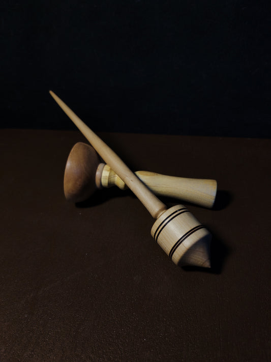 Support Spindle Set 33g Yarn Spinning Tool Pear Shaft Apple Whorl Wooden Bowl