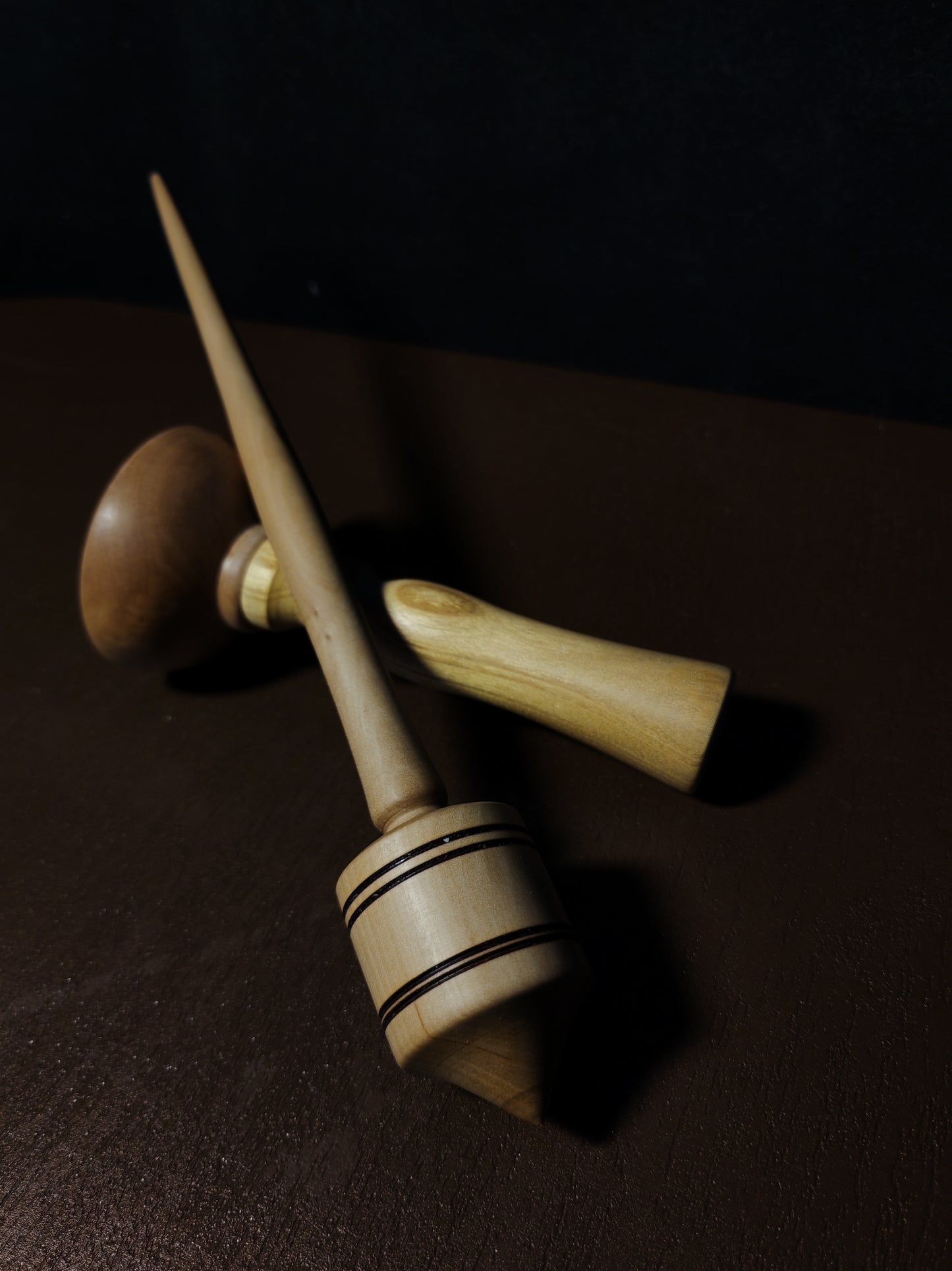 Support Spindle Set 33g Yarn Spinning Tool Pear Shaft Apple Whorl Wooden Bowl