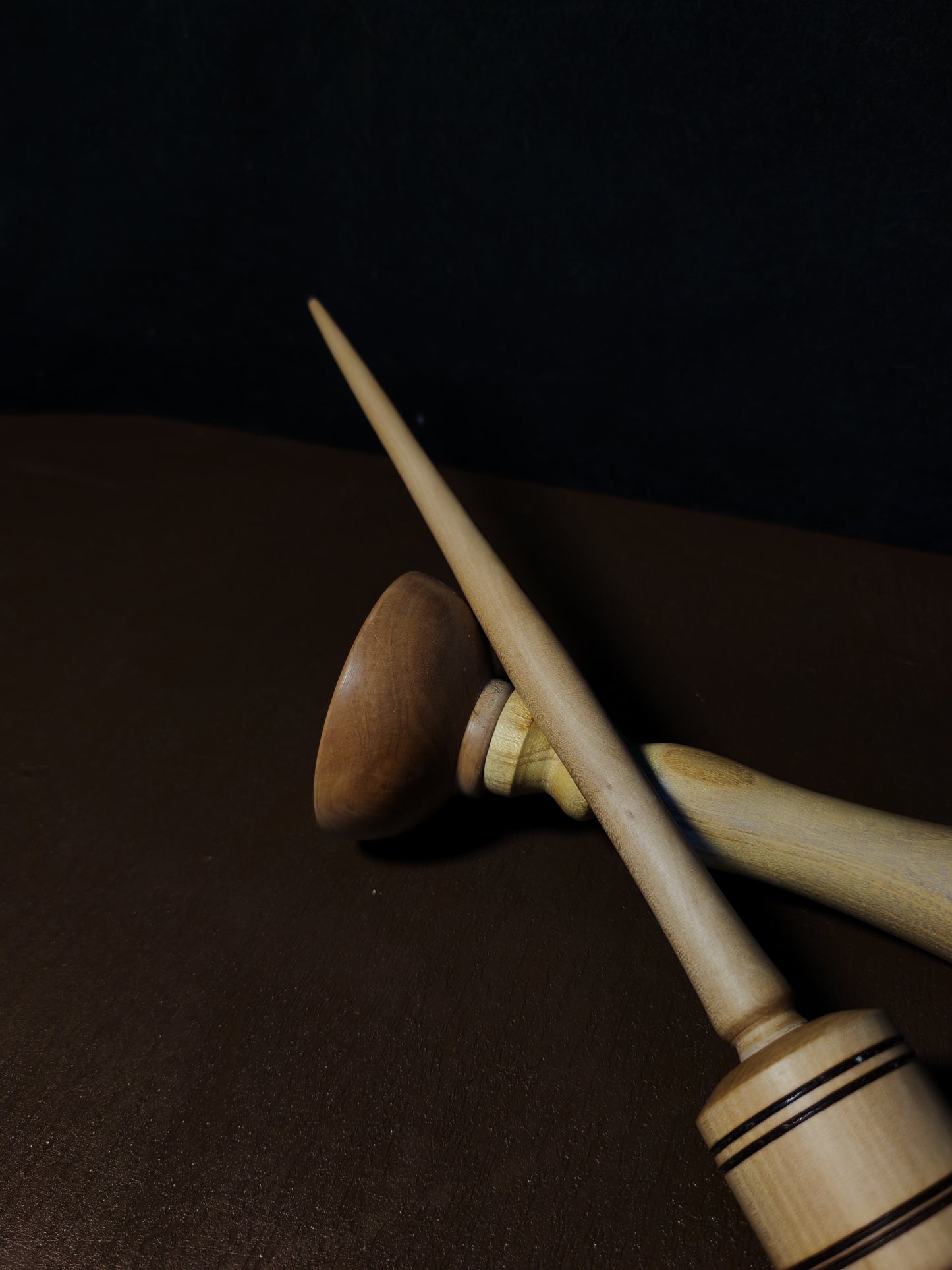 Support Spindle Set 33g Yarn Spinning Tool Pear Shaft Apple Whorl Wooden Bowl