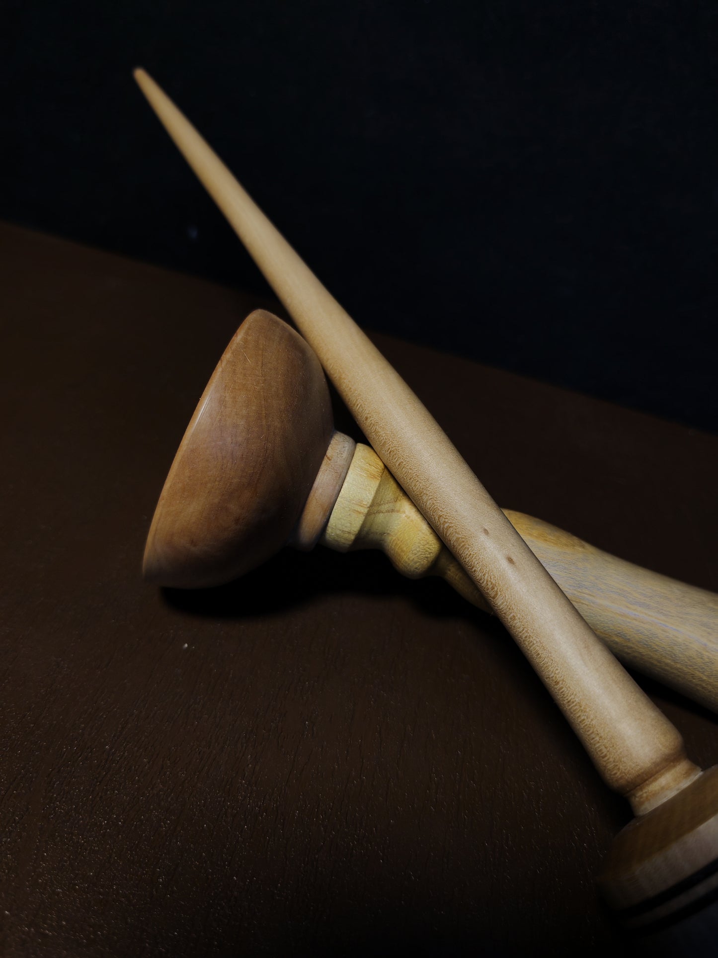 Support Spindle Set 33g Yarn Spinning Tool Pear Shaft Apple Whorl Wooden Bowl