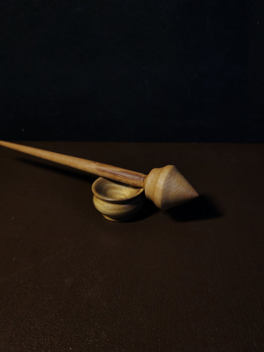 Support Spindle Set 22g Yarn Spinning Tool Beech Shaft Pear Whorl Acacia Bowl