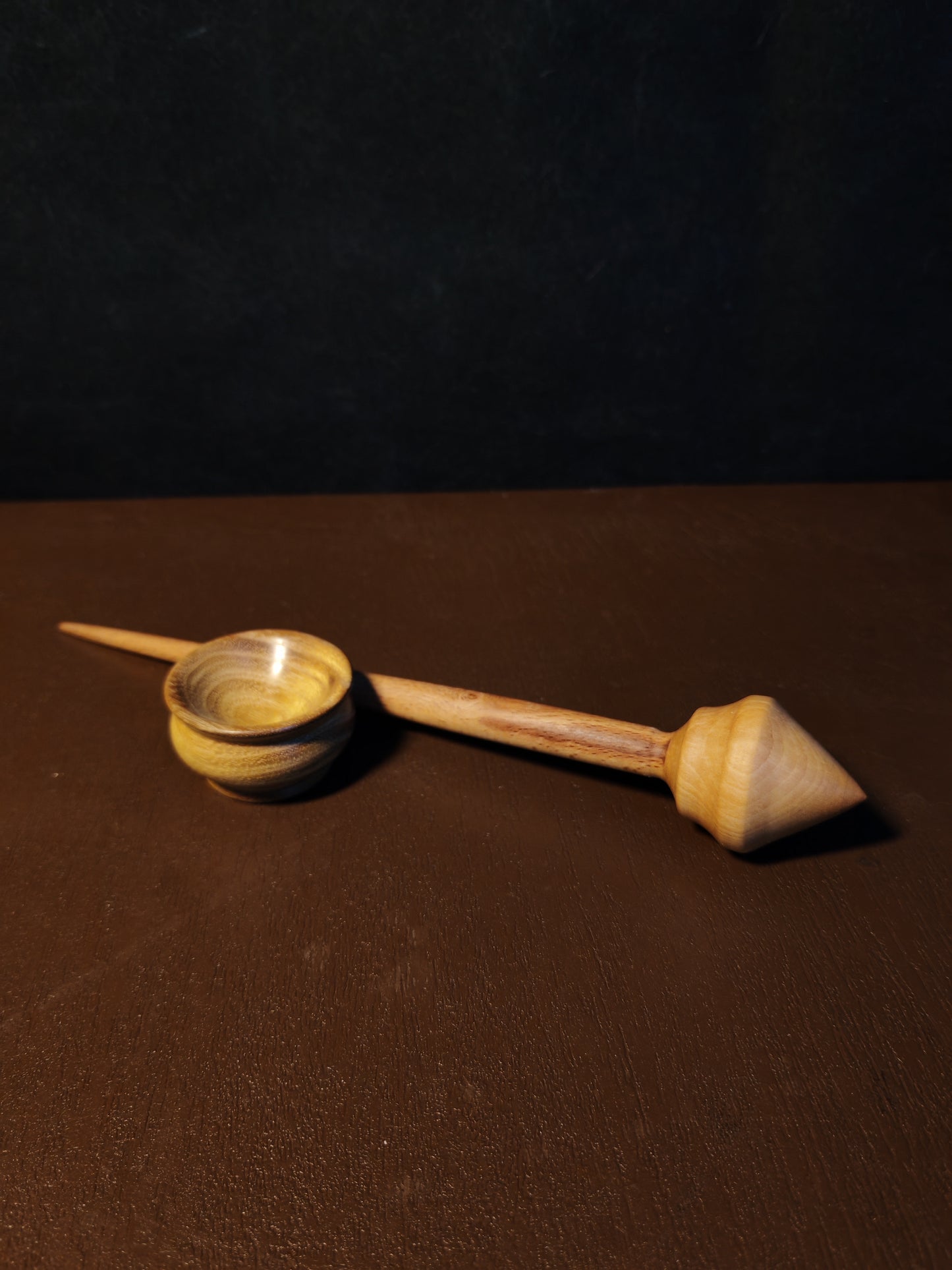 Support Spindle Set 22g Yarn Spinning Tool Beech Shaft Pear Whorl Acacia Bowl
