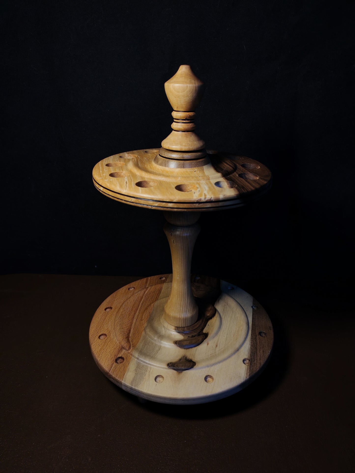 Spindle Stand 12 Spindles Wooden Holder Fiber Spinning Organizer Handmade Storage