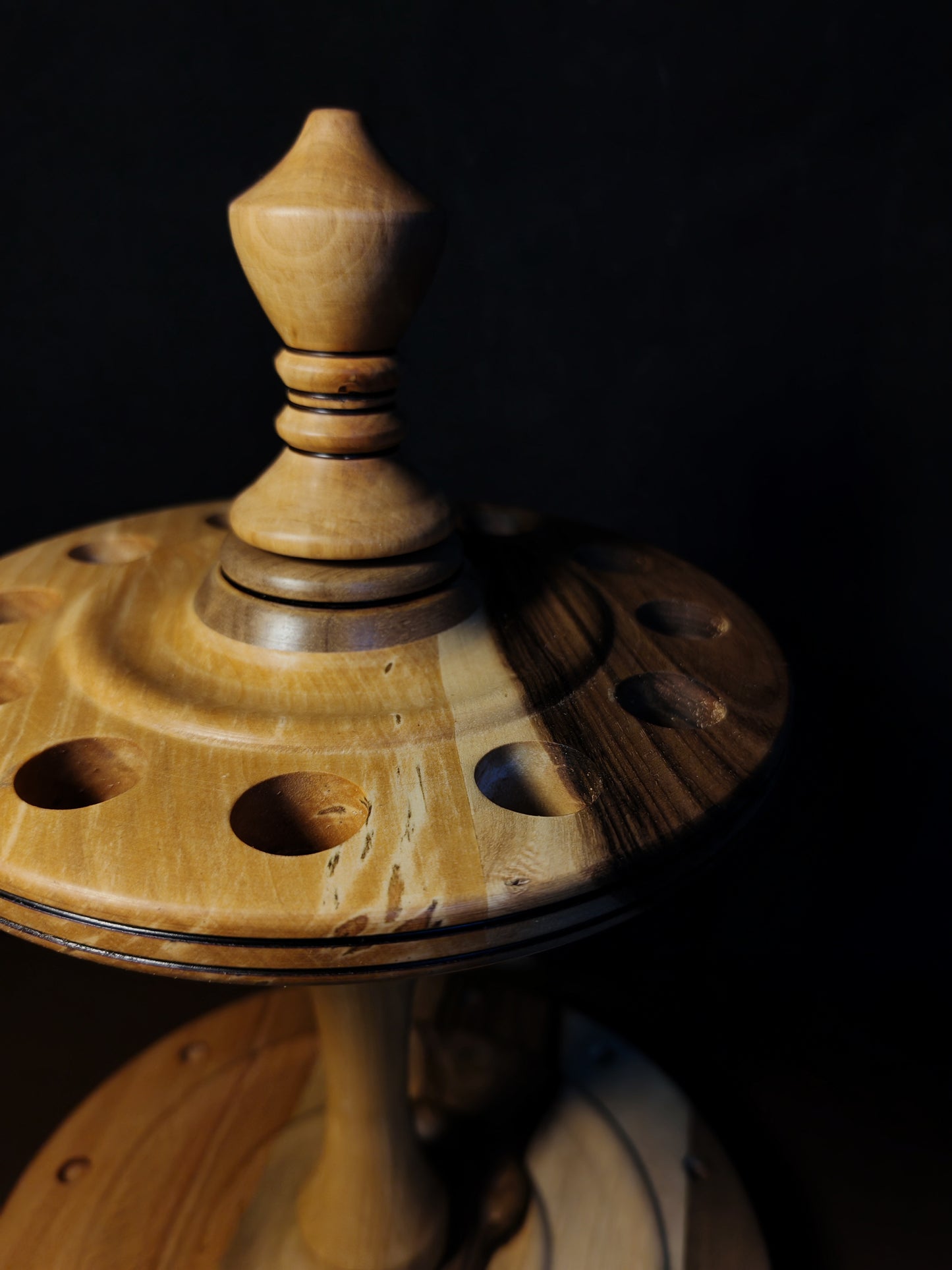 Spindle Stand 12 Spindles Wooden Holder Fiber Spinning Organizer Handmade Storage