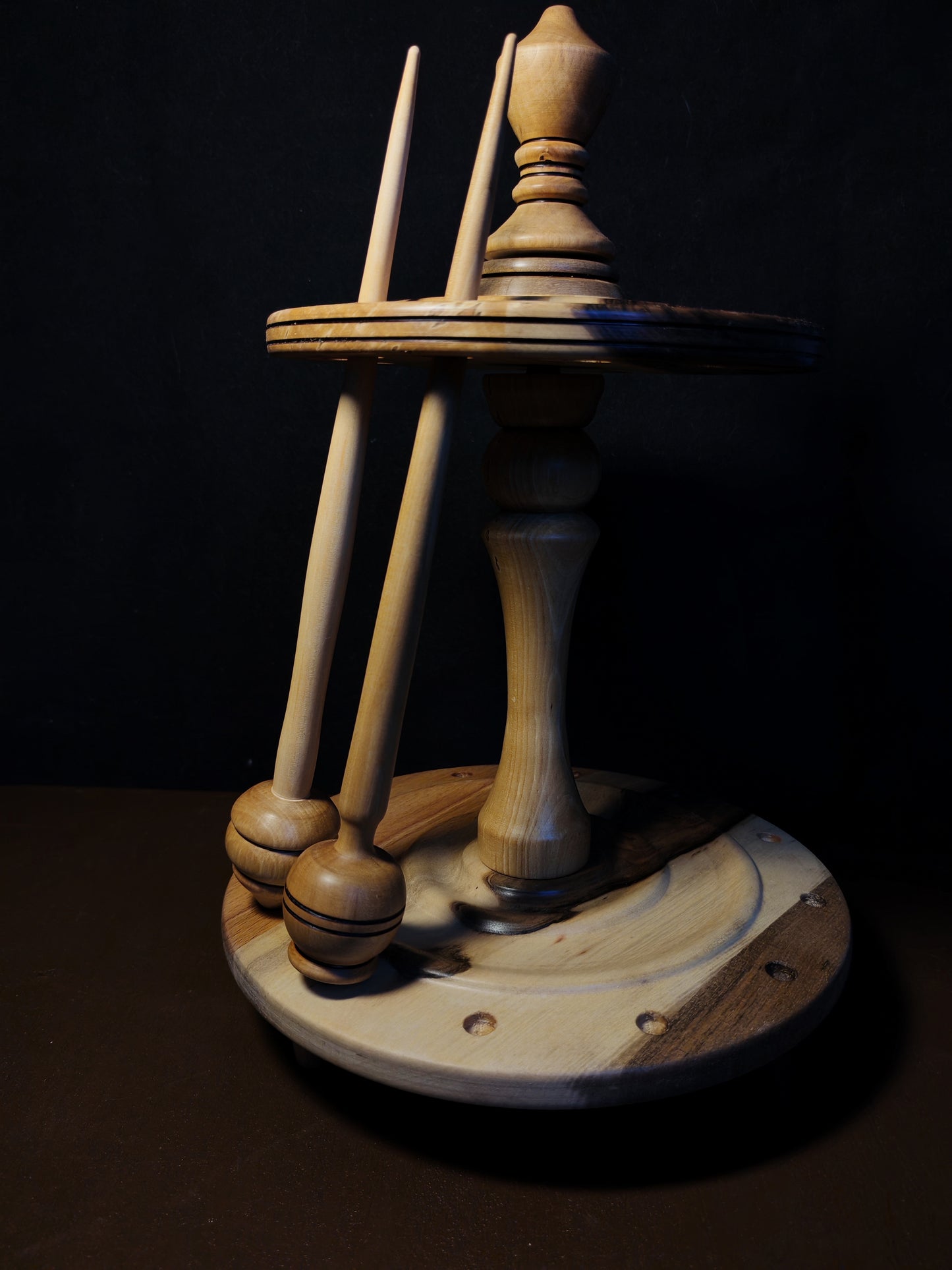 Spindle Stand 12 Spindles Wooden Holder Fiber Spinning Organizer Handmade Storage