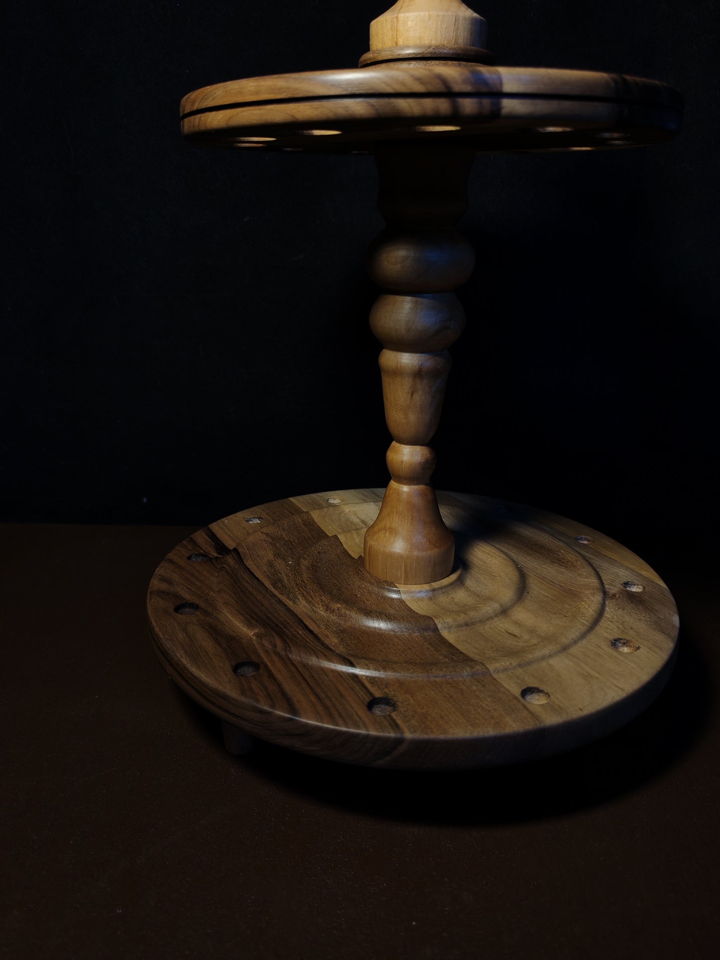 Spindle Stand 12 Spindles Wooden Holder Fiber Spinning Organizer Handmade Storage