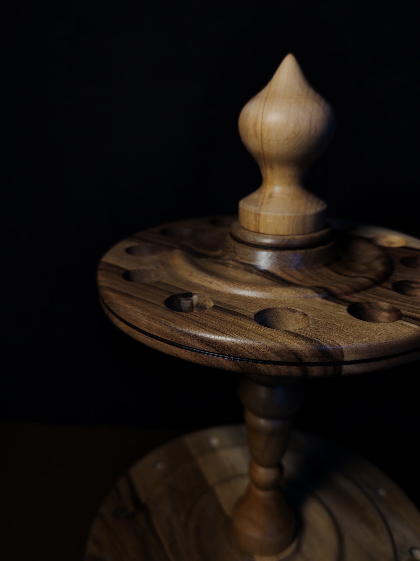 Spindle Stand 12 Spindles Wooden Holder Fiber Spinning Organizer Handmade Storage