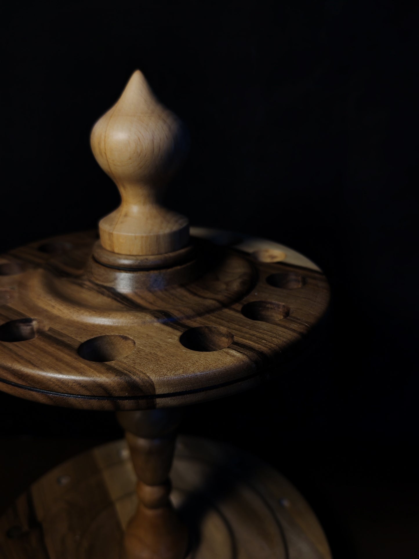 Spindle Stand 12 Spindles Wooden Holder Fiber Spinning Organizer Handmade Storage
