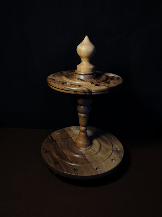 Spindle Stand 12 Spindles Wooden Holder Fiber Spinning Organizer Handmade Storage