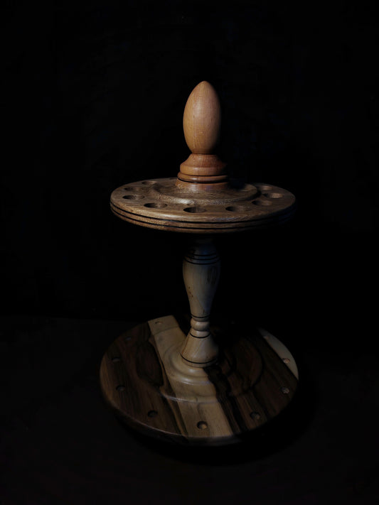 Spindle Stand 12 Spindles Wooden Holder Fiber Spinning Organizer Handmade Storage
