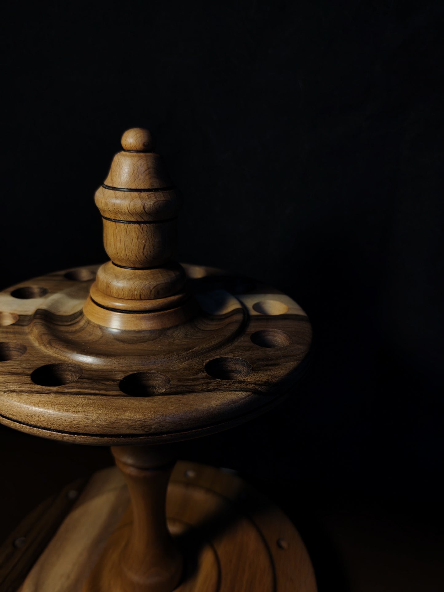 Spindle Stand 12 Spindles Wooden Holder Fiber Spinning Organizer Handmade Storage
