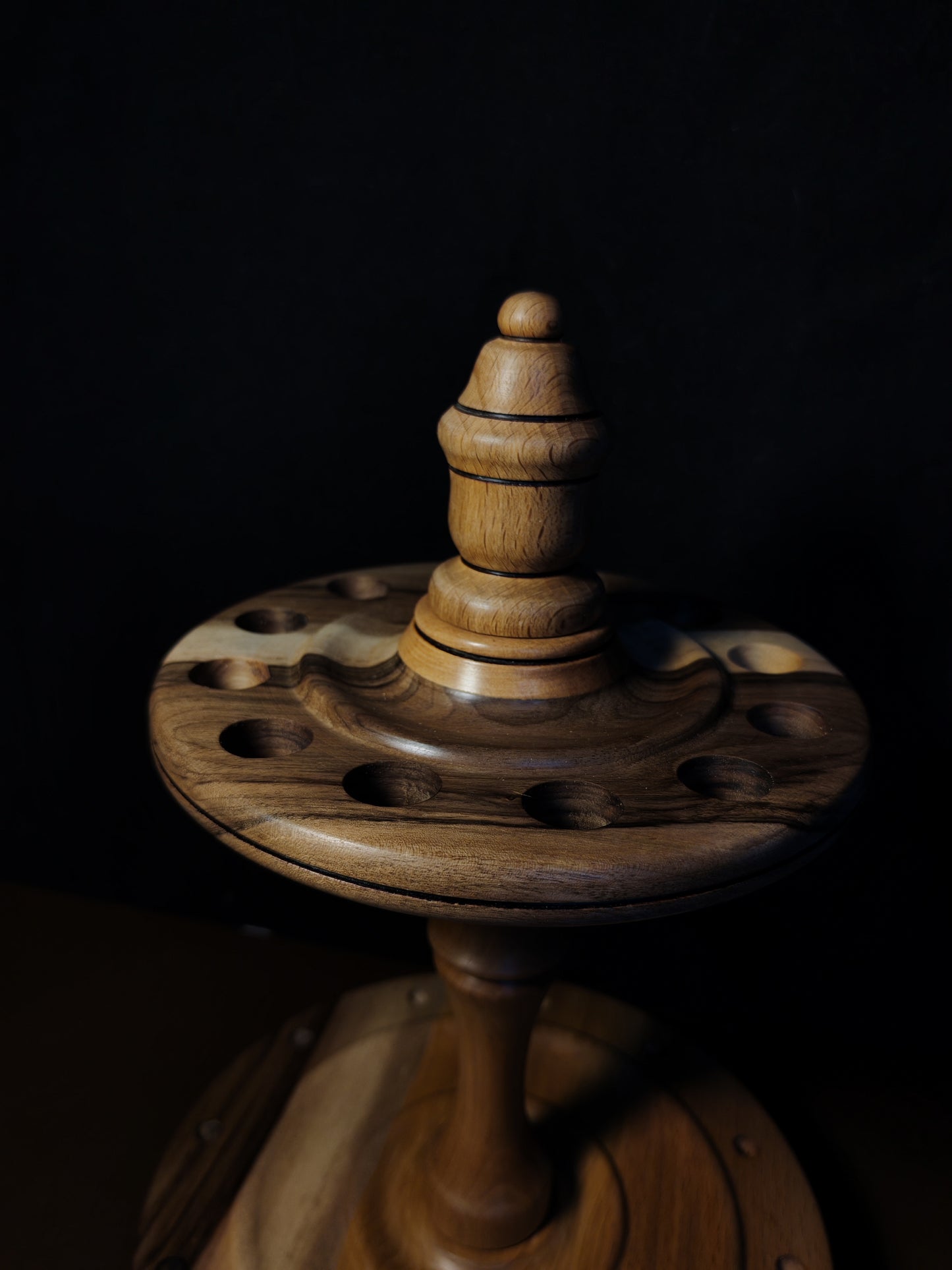 Spindle Stand 12 Spindles Wooden Holder Fiber Spinning Organizer Handmade Storage