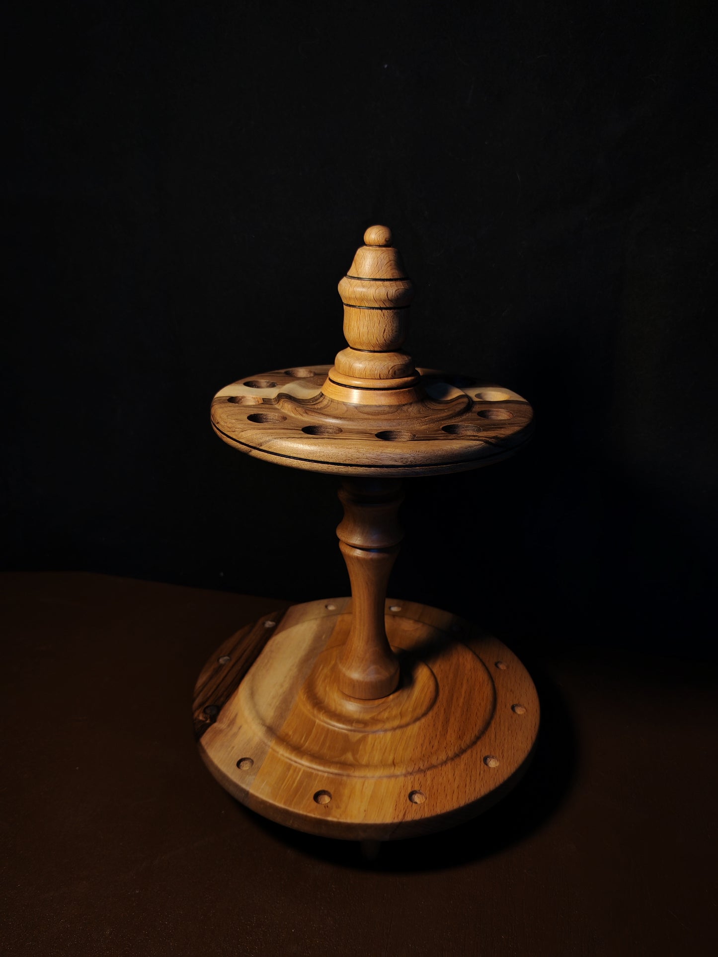 Spindle Stand 12 Spindles Wooden Holder Fiber Spinning Organizer Handmade Storage