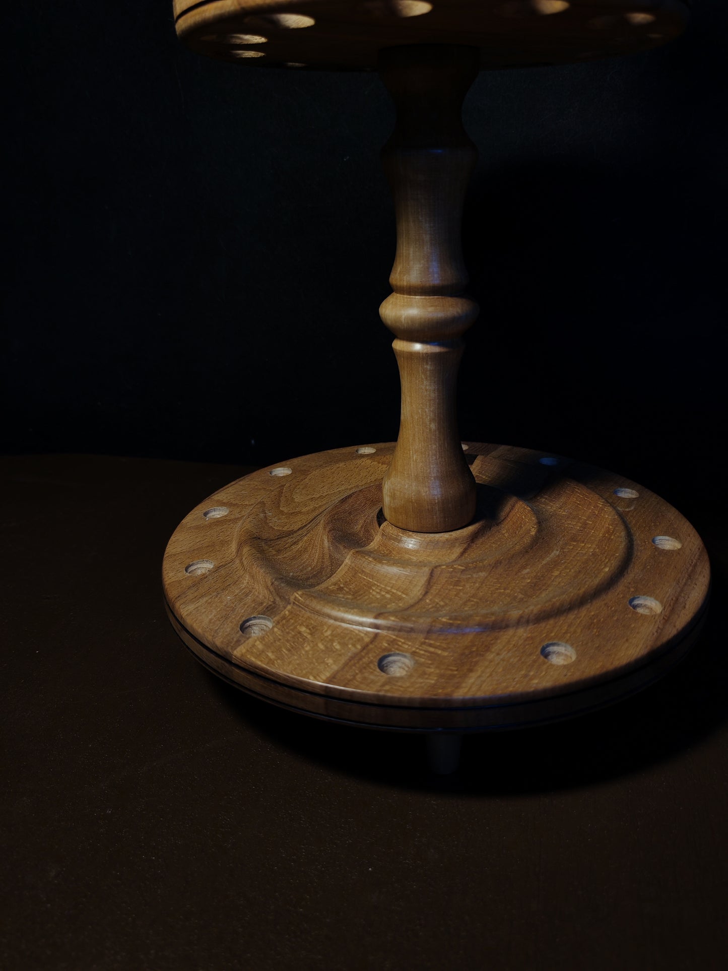 Spindle Stand 12 Spindles Wooden Holder Fiber Spinning Organizer Handmade Storage