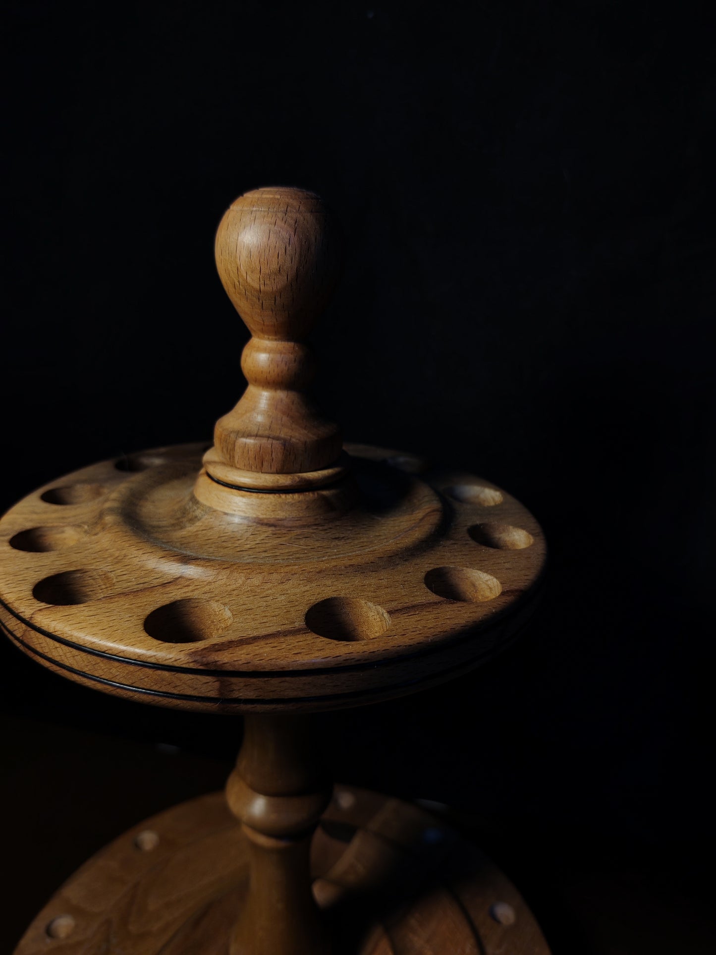 Spindle Stand 12 Spindles Wooden Holder Fiber Spinning Organizer Handmade Storage