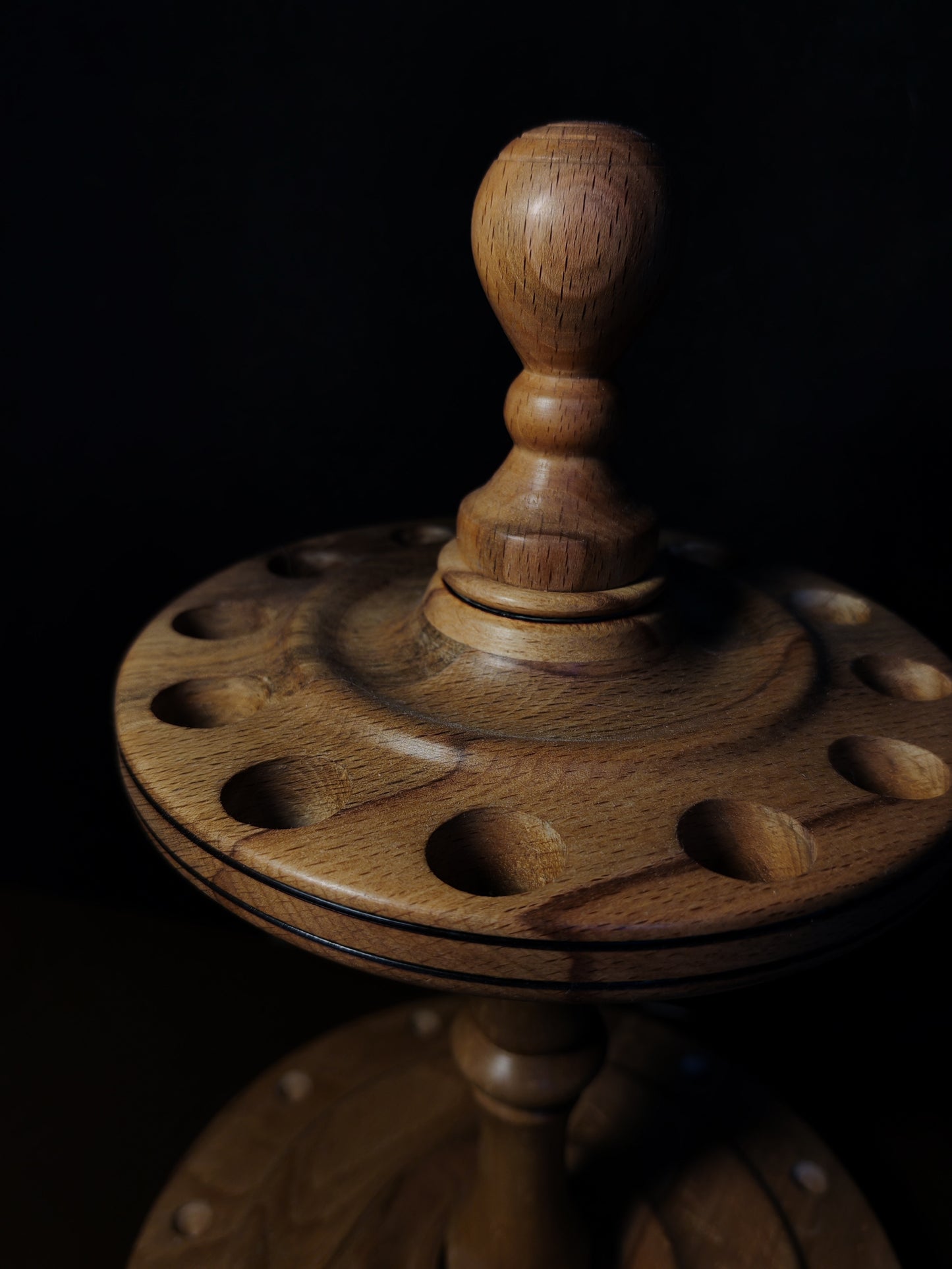 Spindle Stand 12 Spindles Wooden Holder Fiber Spinning Organizer Handmade Storage