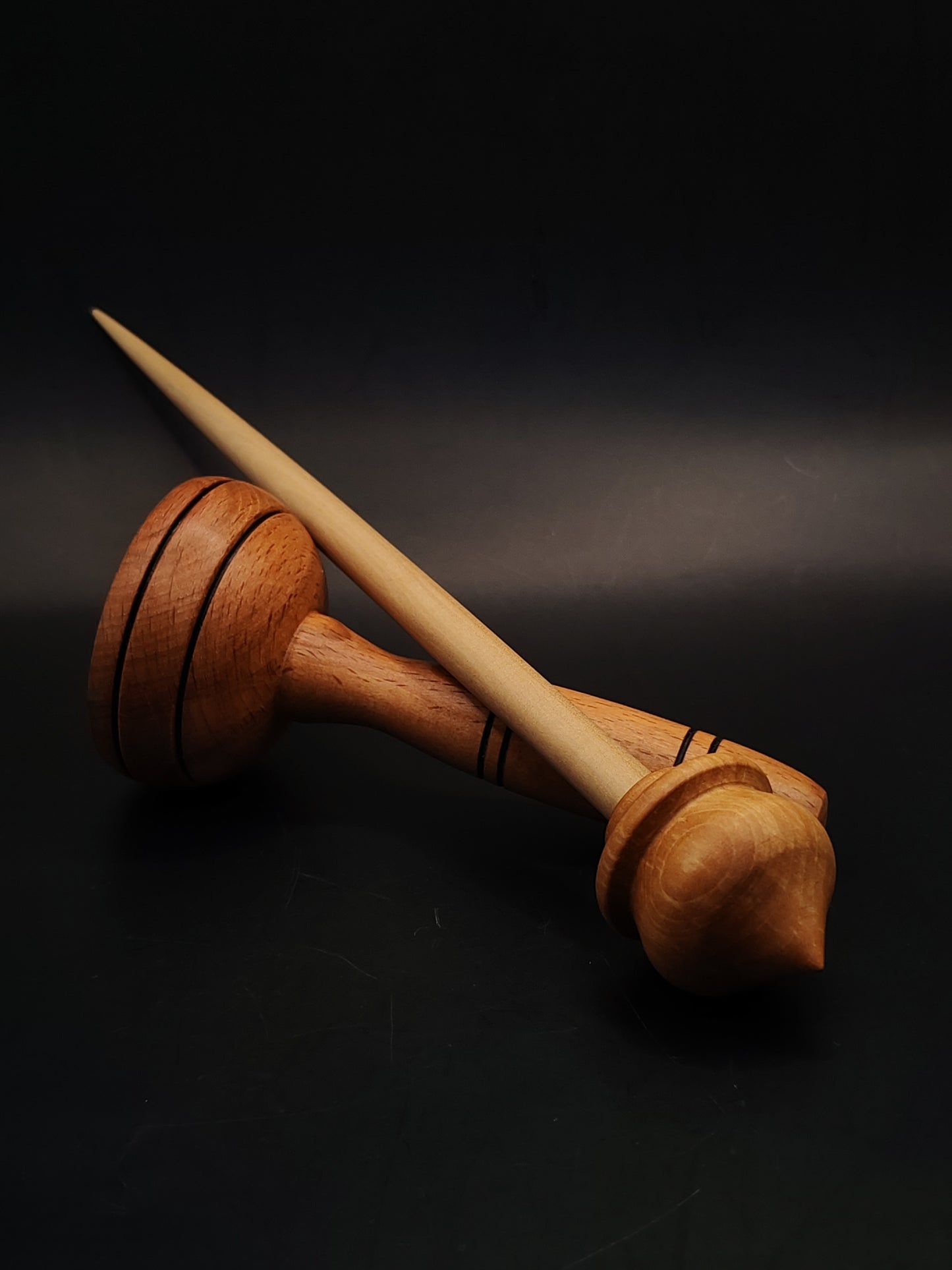 Support Spindle Set 25g Yarn Spinning Tool Sycamore Shaft Aged Pear Whorl